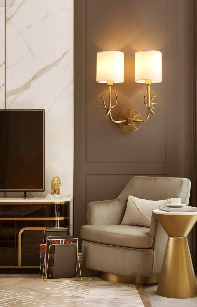 Brass Deer Head Wall Light-DWHOME