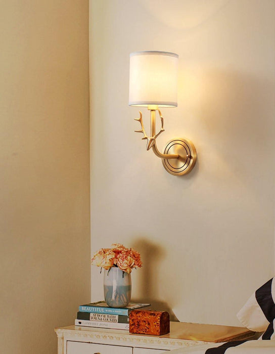 Brass Deer Head Wall Light - DWHOME