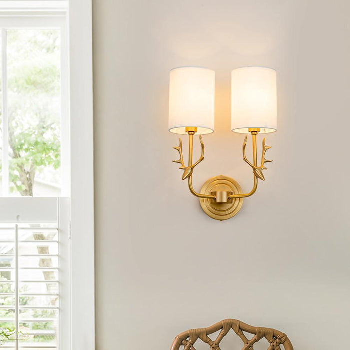 Brass Deer Head Wall Light - DWHOME