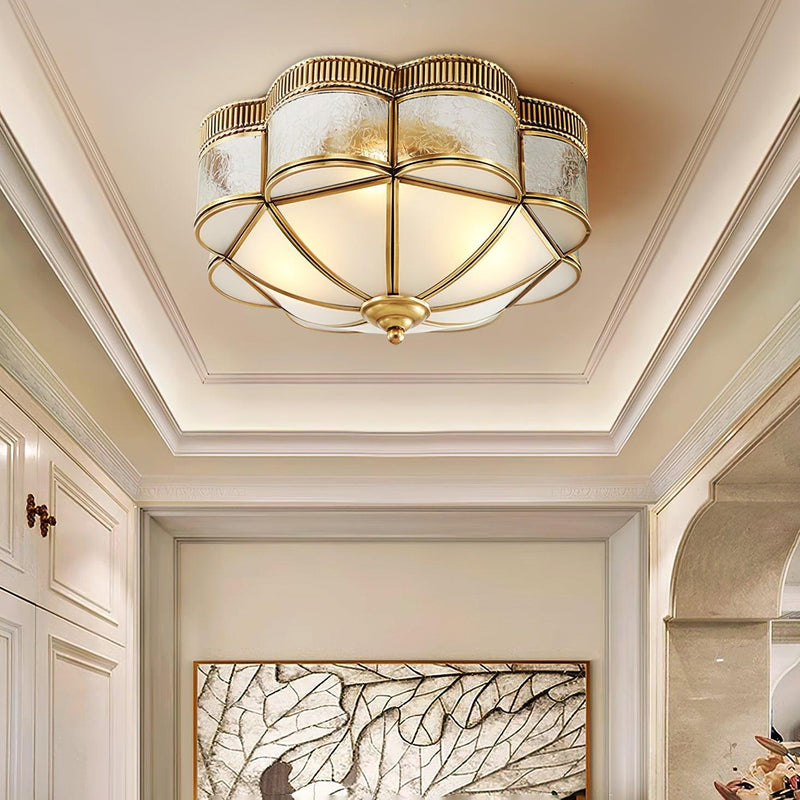 Brass Domed Flush Ceiling Lamp-DWHOME
