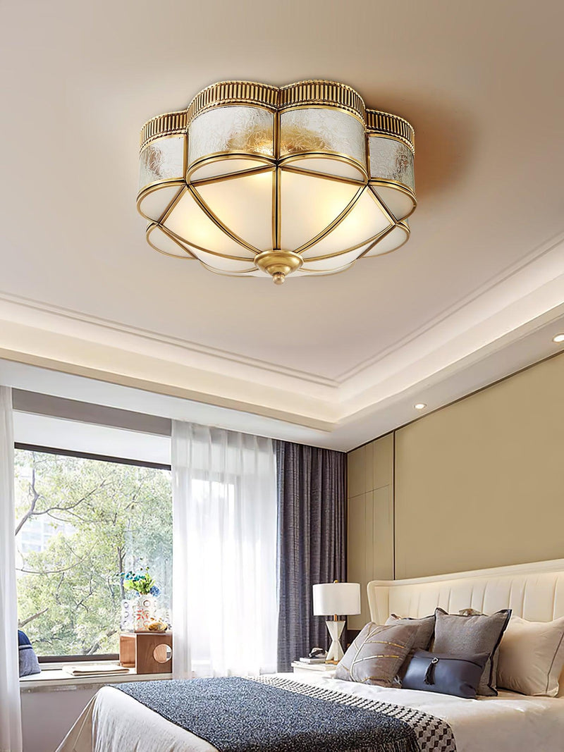 Brass Domed Flush Ceiling Lamp-DWHOME
