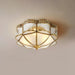 Brass Domed Flush Ceiling Lamp.