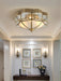 Brass Domed Flush Ceiling Lamp.