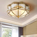 Brass Domed Flush Ceiling Lamp.