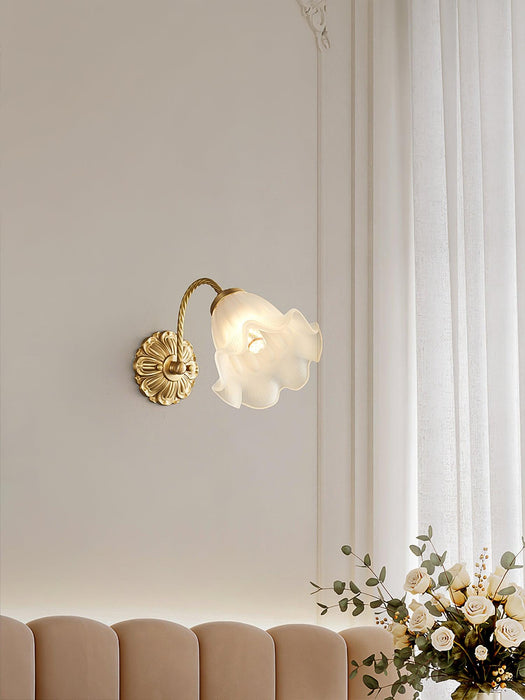 Brass Floral Glass Sconce.