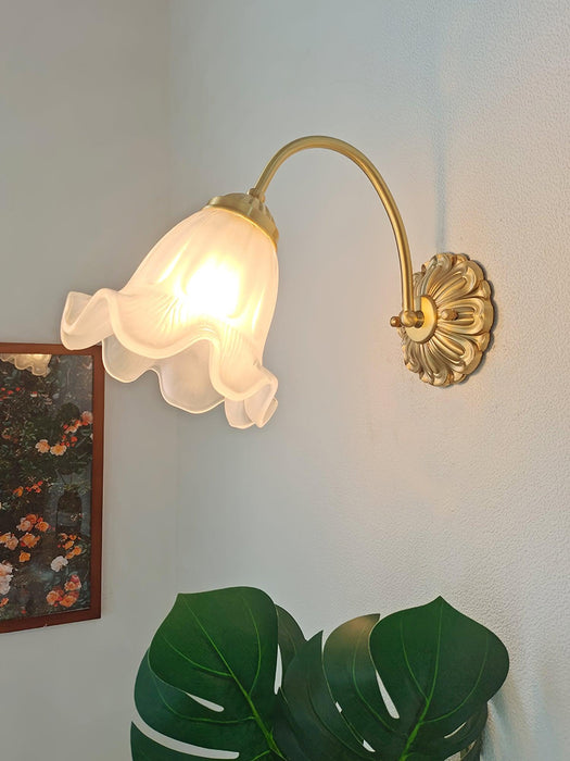 Brass Floral Glass Sconce.