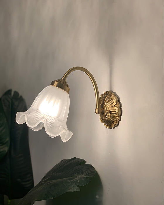 Brass Floral Glass Sconce.