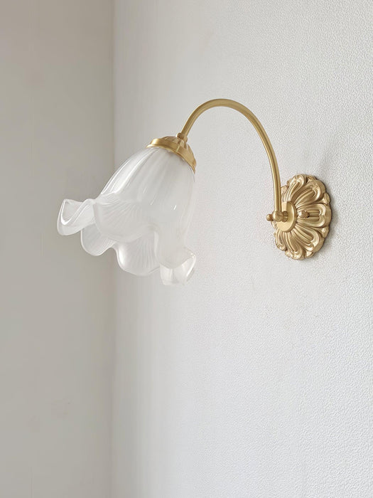 Brass Floral Glass Sconce-DWHOME