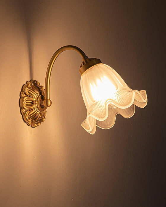 Brass Floral Glass Sconce-DWHOME