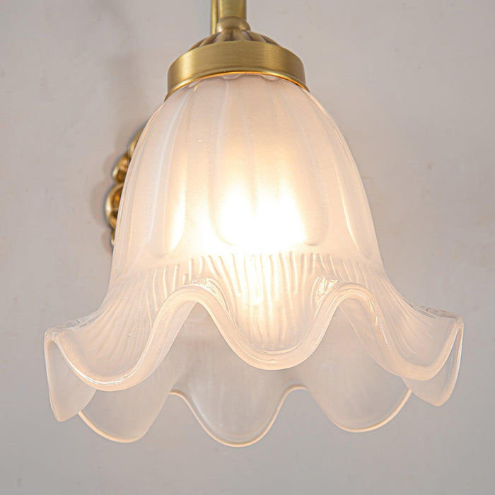 Brass Floral Glass Sconce-DWHOME