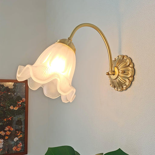 Brass Floral Glass Sconce-DWHOME