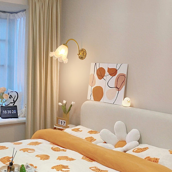 Brass Floral Glass Sconce-DWHOME