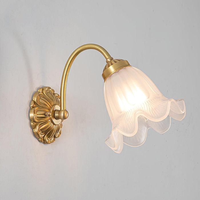 Brass Floral Glass Sconce.