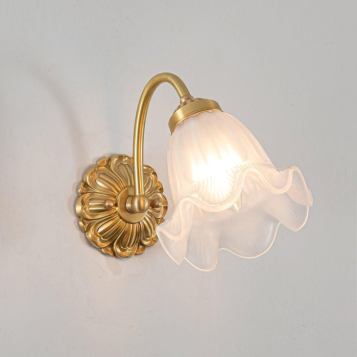 Brass Floral Glass Sconce-DWHOME