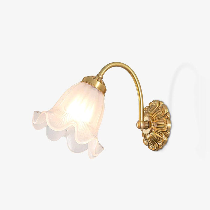 Brass Floral Glass Sconce.