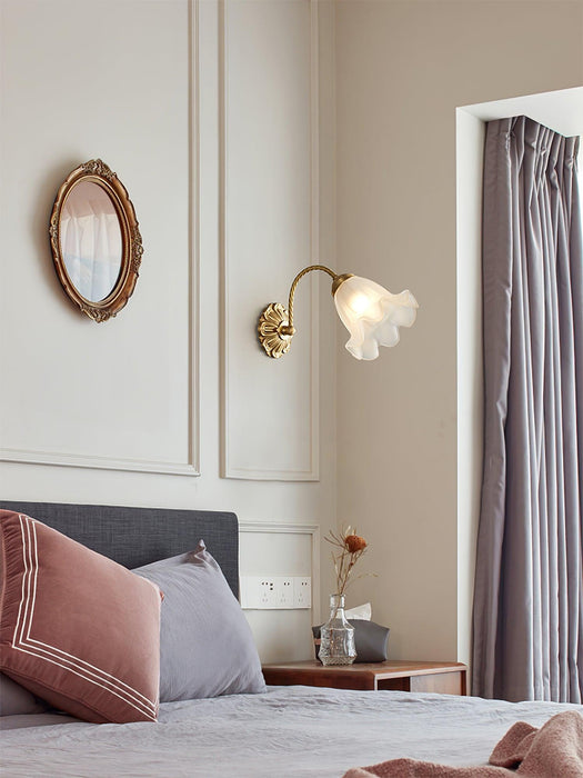 Brass Floral Glass Sconce-DWHOME