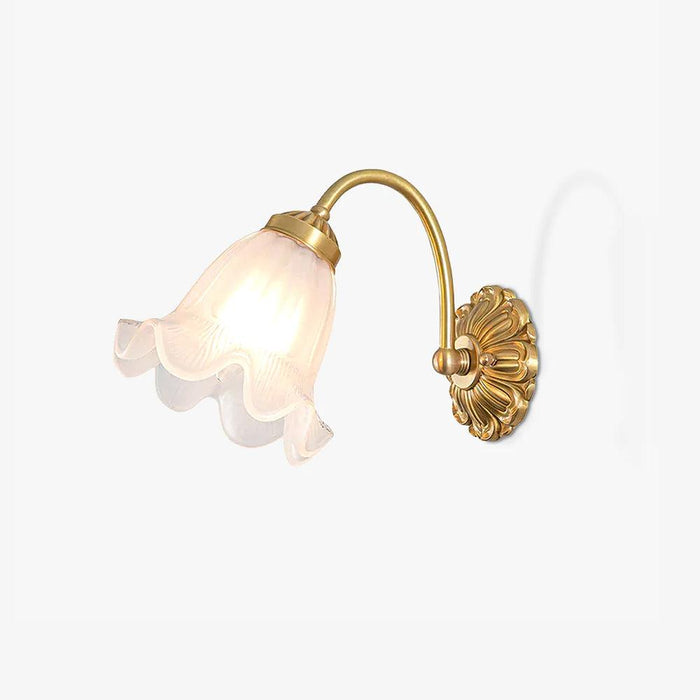 Brass Floral Glass Sconce.