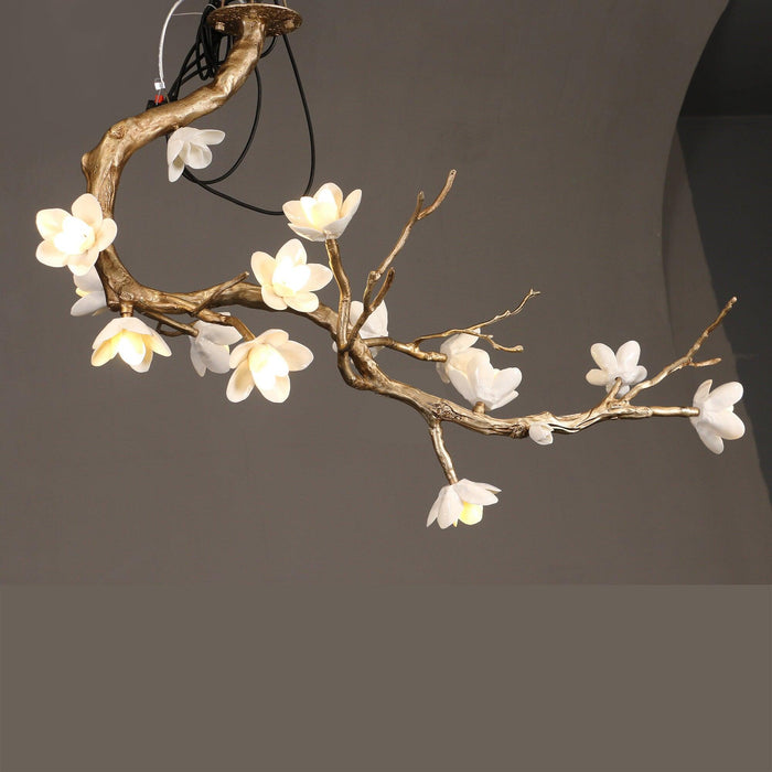 Brass Flower Branch Chandelier.