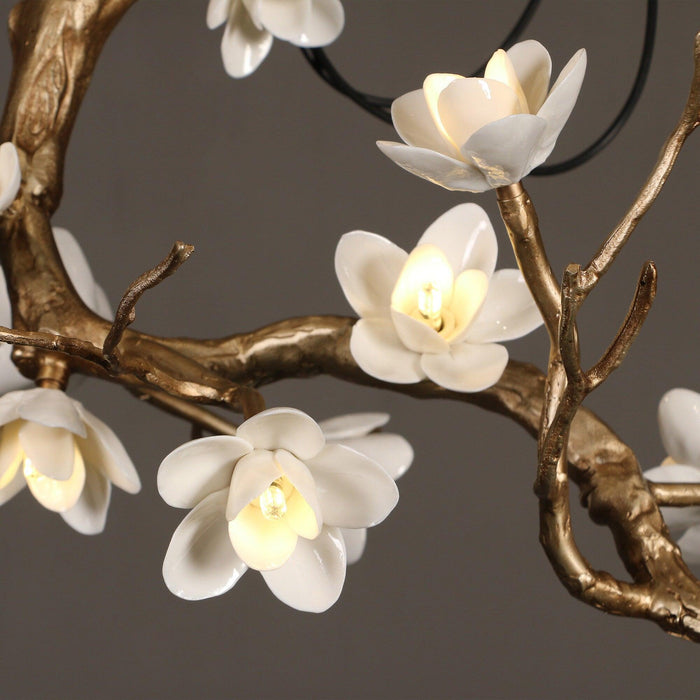 Brass Flower Branch Chandelier.