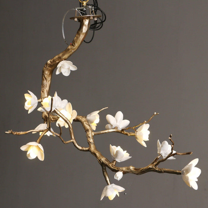 Brass Flower Branch Chandelier.