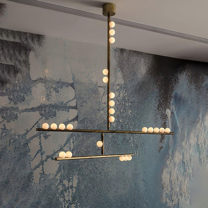 Brass Glass Drop Chandelier-DWHOME