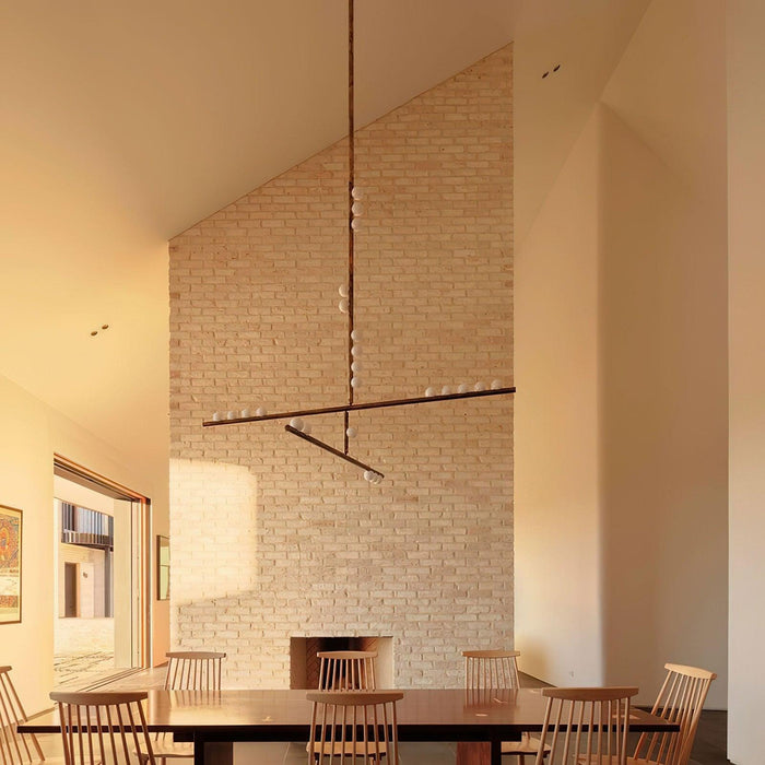 Brass Glass Drop Chandelier-DWHOME