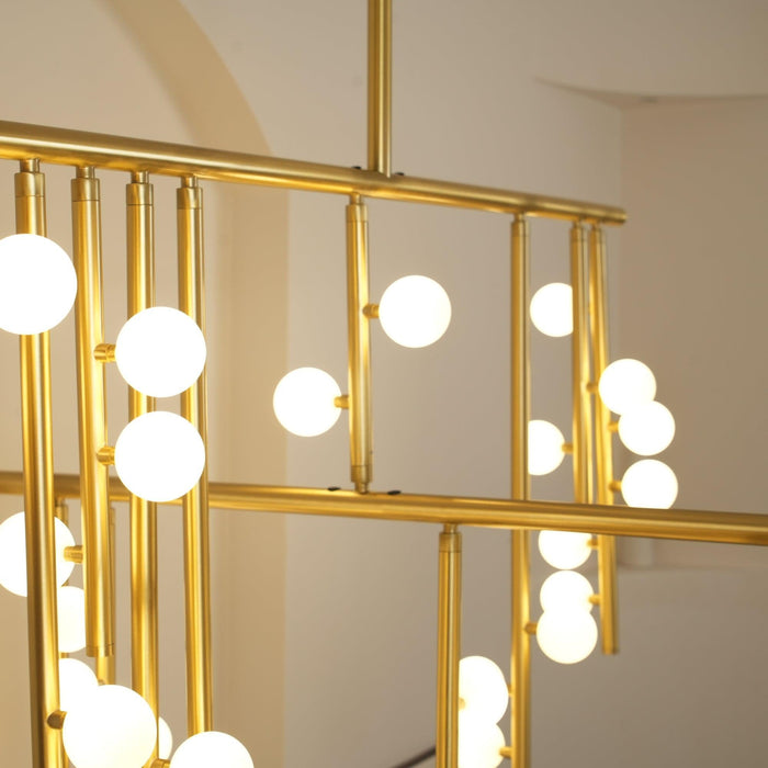 Brass Glass Drop Chandelier-DWHOME