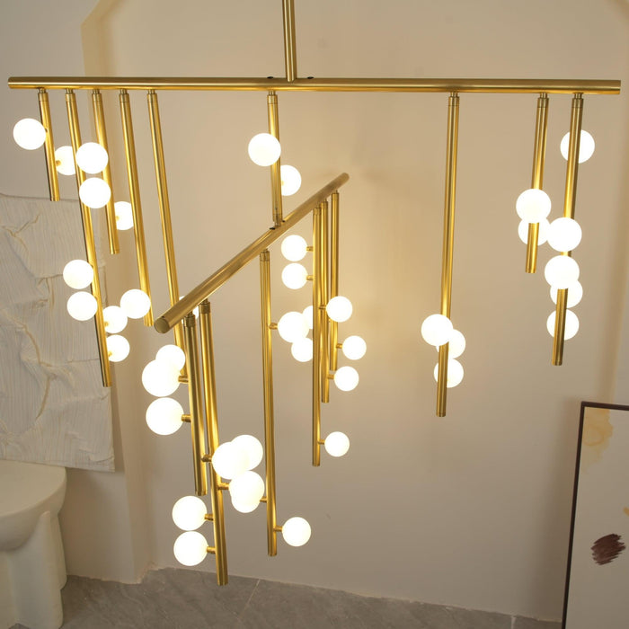 Brass Glass Drop Chandelier-DWHOME