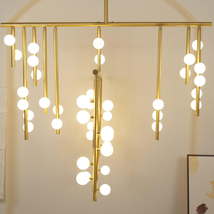 Brass Glass Drop Chandelier-DWHOME