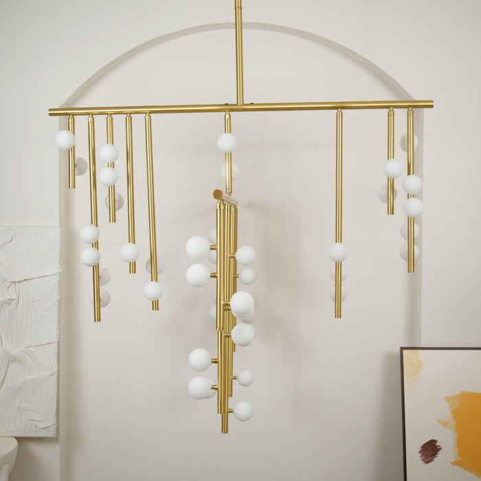Brass Glass Drop Chandelier-DWHOME