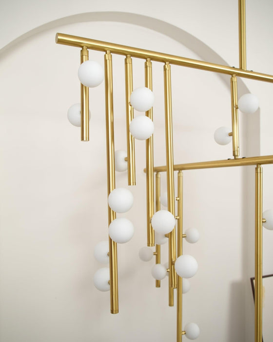 Brass Glass Drop Chandelier-DWHOME