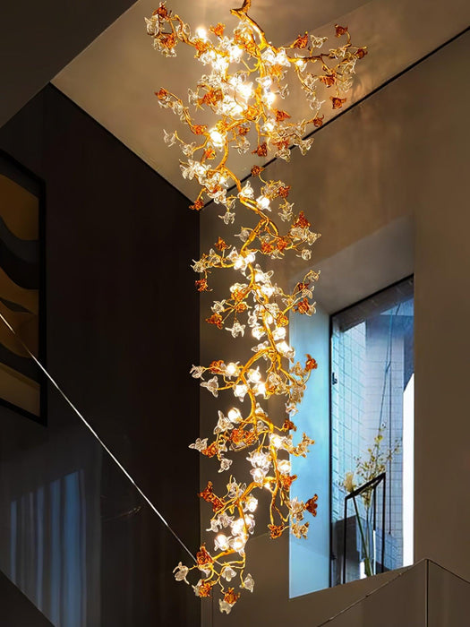 Brass Maple Branch Chandelier.