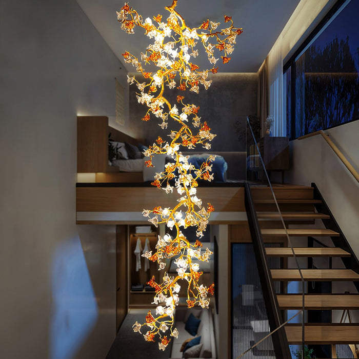 Brass Maple Branch Chandelier.