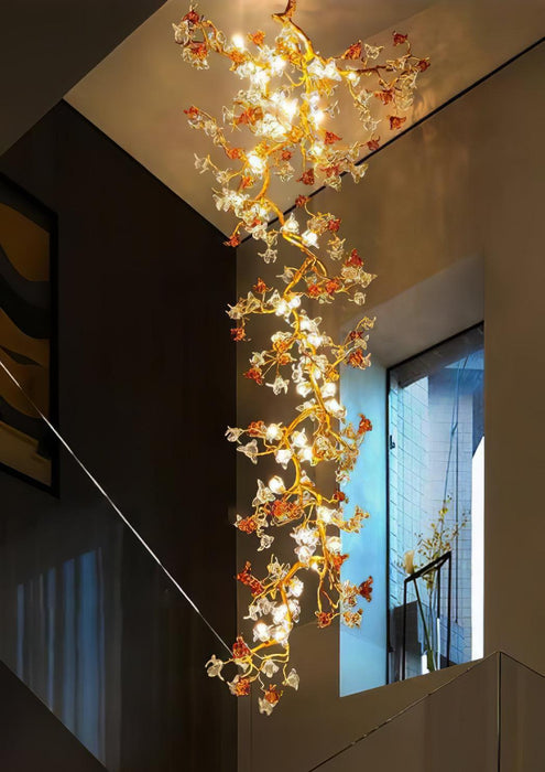 Brass Maple Branch Chandelier.