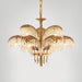 Brass Palm Leaf Crystal Chandelier-DWHOME