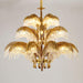 Brass Palm Leaf Crystal Chandelier-DWHOME