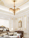 Brass Palm Leaf Crystal Chandelier-DWHOME