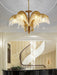 Brass Palm Leaf Crystal Chandelier-DWHOME