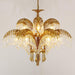 Brass Palm Leaf Crystal Chandelier-DWHOME