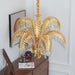 Brass Palm Leaf Crystal Chandelier-DWHOME