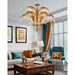Brass Palm Leaf Crystal Chandelier-DWHOME