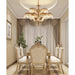 Brass Palm Leaf Crystal Chandelier-DWHOME