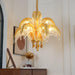 Brass Palm Leaf Crystal Chandelier-DWHOME