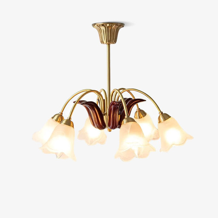 Brass Pastoral Flower Chandelier.