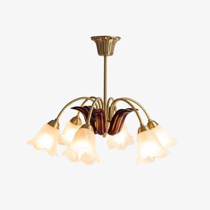 Brass Pastoral Flower Chandelier.