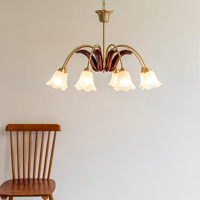 Brass Pastoral Flower Chandelier.