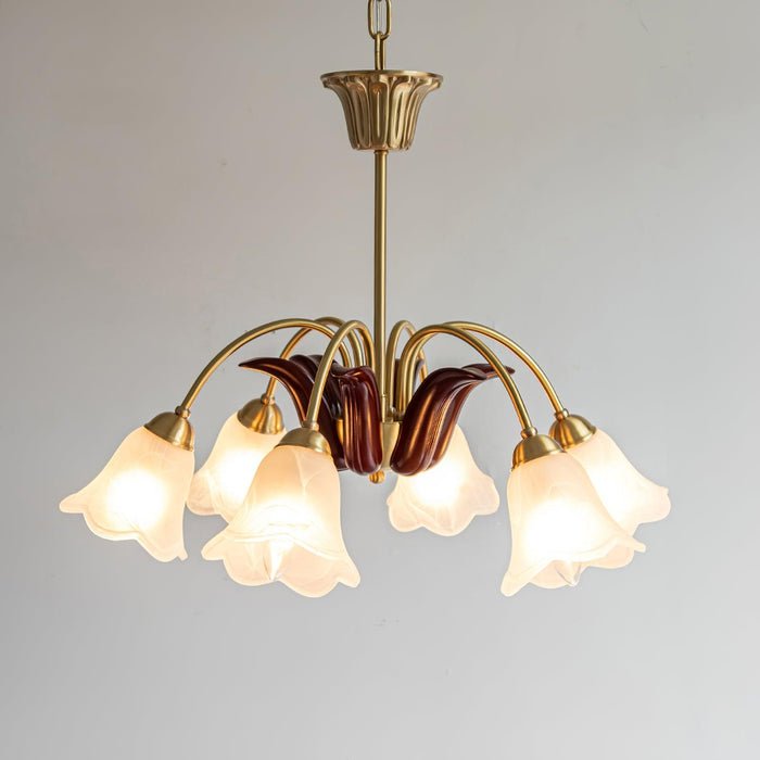 Brass Pastoral Flower Chandelier.