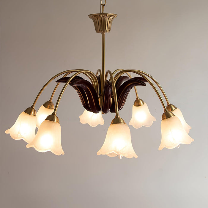 Brass Pastoral Flower Chandelier.