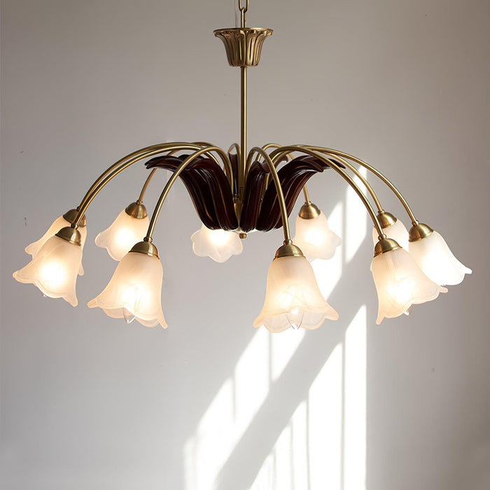 Brass Pastoral Flower Chandelier.