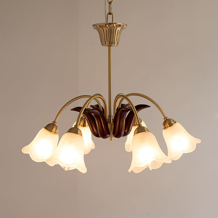 Brass Pastoral Flower Chandelier.